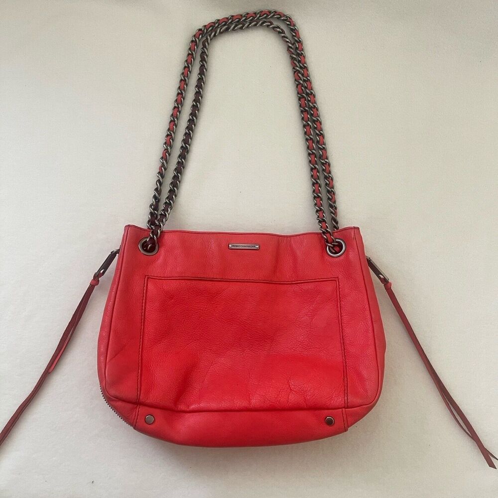 Rebecca Minkoff Swing Chain Orange Persimmon Leather Shoulder Bag - Picture 12 of 16